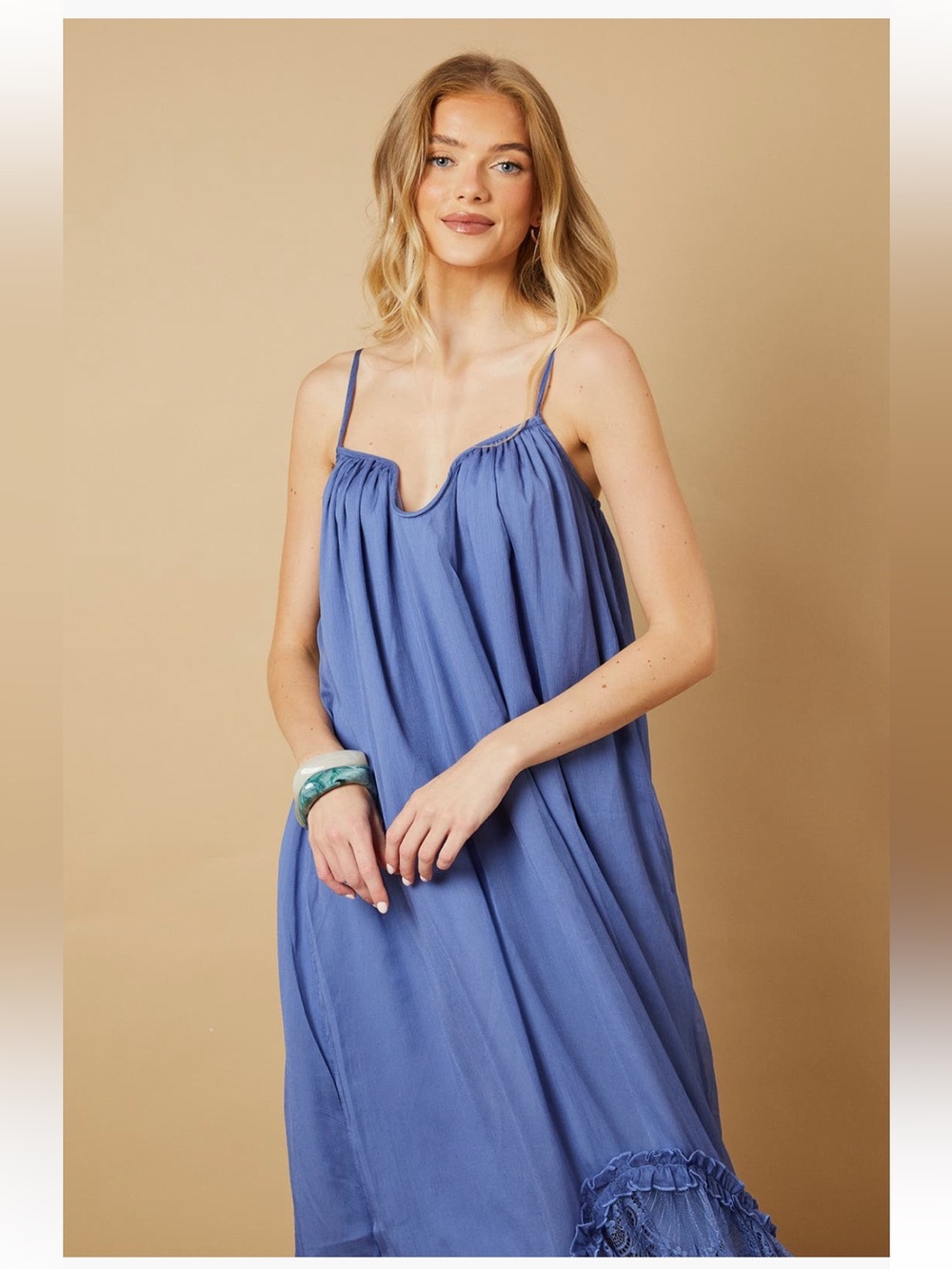 NWT Nordstrom Oasis Babydoll Floaty Lace Detail Maxi Dress Dress